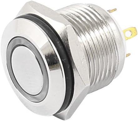 16mm Blue Ring LED 4 Terminal Momentary Push Button Switch 1NO DC 3-5V