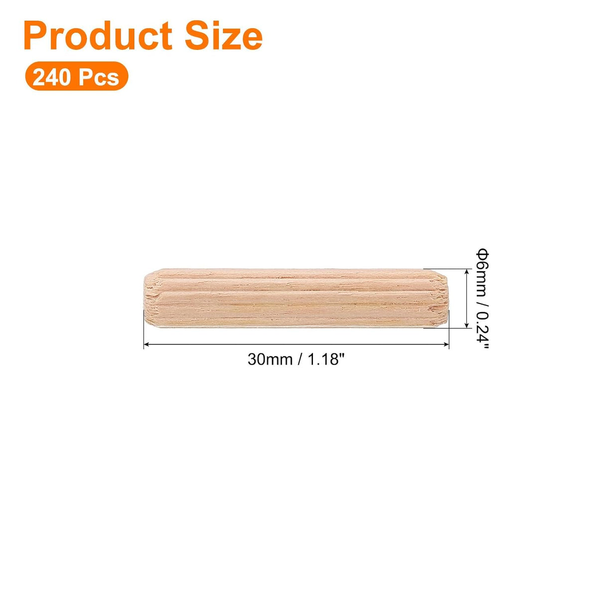 50Pcs 1/4" x1-3/16 (6mmx30mm) Holzkegel, flutige Holzmantelkanten verjüngte Holzkegel, Holzdowelstäbe für Möbel, DIY Handwerk