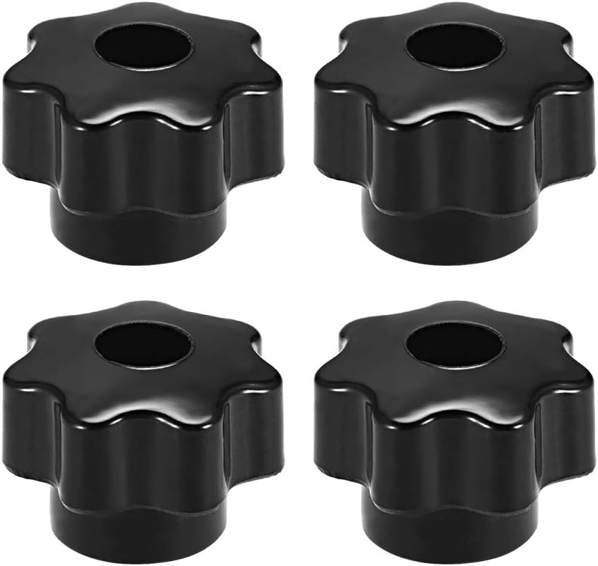 4 Pcs Star Knob Grip Handle M6 Diameter Brass Insert Female Thread Bakelite Black
