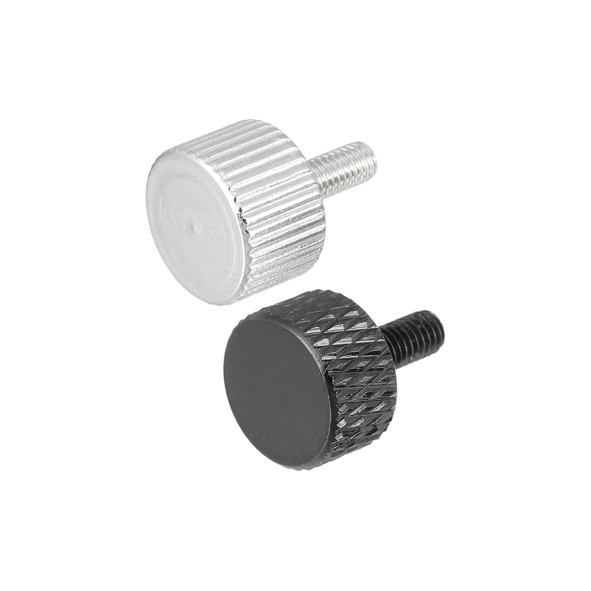 M3x8mm Fully Threaded Knurled Thumb Screws Black Silver Tone, Total 20pcs