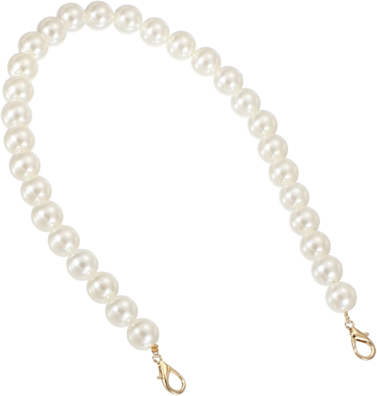 Imitation Pearl Purse Strap, 20" Pearl Crossbody Chain Strap with Lobster Buckle Handbag Purse Chain Replacement Beaded Strap for DIY Handbag Hang Bag Accessories, 16mm Gold