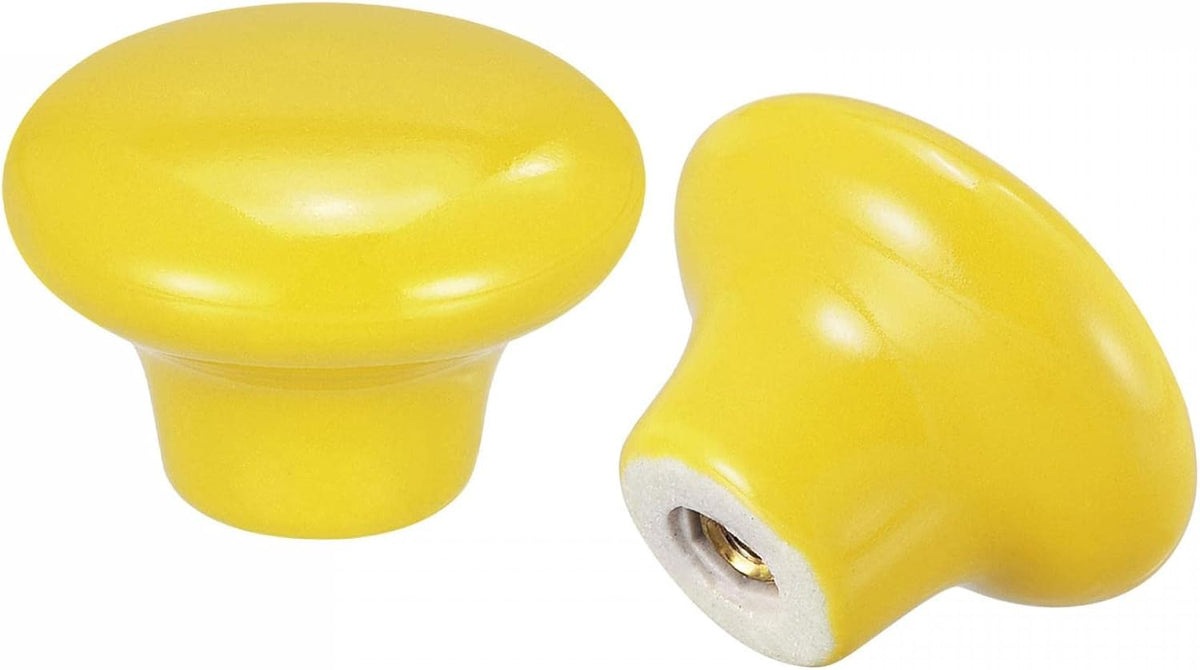 38x28mm Keramik-Schrankgriffe, 10 Stück Pilzform Türgriffe Gelb