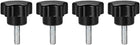 4 Pcs Star Knobs Grips M5 x 10mm Male Thread Steel Zinc Stud Replacement PP