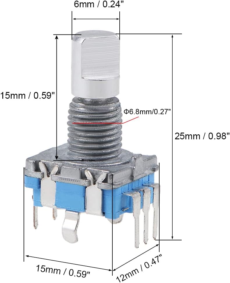 360 Graders Roterande Encoders Kodsättare Digital Potentiometer 5 Pinns 15mm D-axel 2Stk