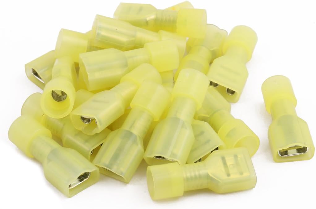 20Pcs 12-10AWG Wire Insulated 6.3mm Female Spade Crimp Terminal Connector Yellow