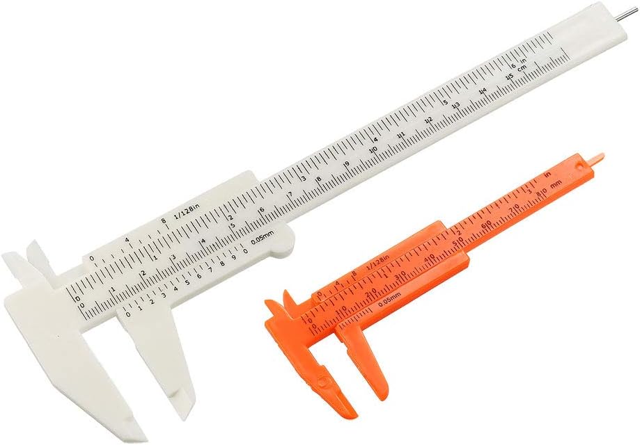 Vernier Caliper 80mm 150mm Mini Double Scale Plastic Ruler Measuring Tool White Orange 1 Set