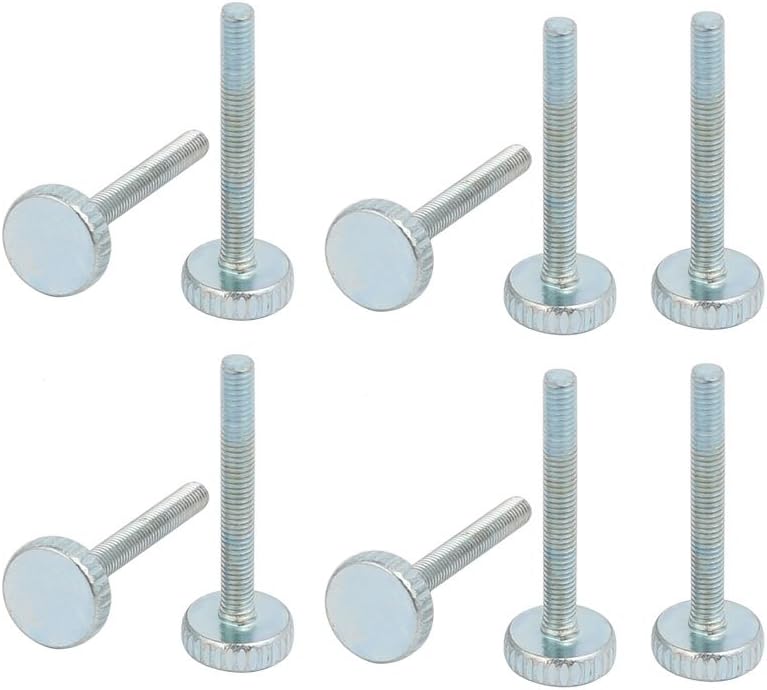 M3x25mm Thread Zinc Plated Knurled Round Head Thumb Screws Silver Blue 10pcs
