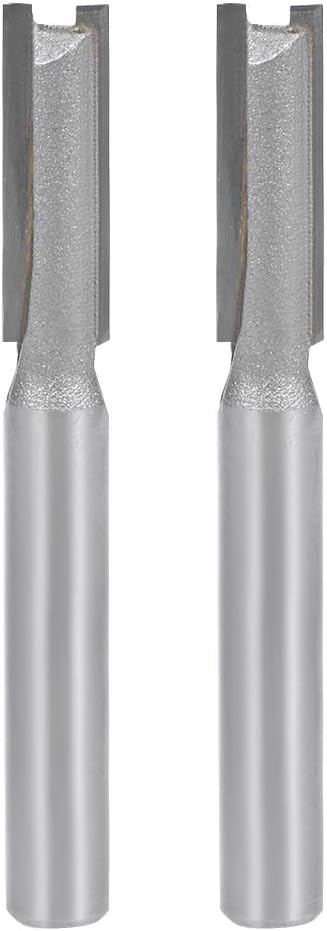 Router Bit 1/4 inches Shank 1/4 inches Cutting Diameter 2 Straight Flutes Carbide for Woodworking Carpentry Milling Cutter Tool 2pcs