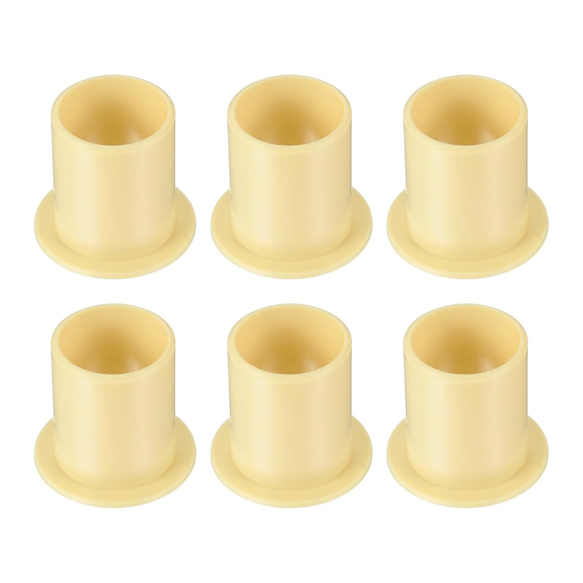 6Pcs Flanged Sleeve Bearing, Plastic Bushing ID 14mm x OD 16mm x Length 20mm POM Bushing, Yellow