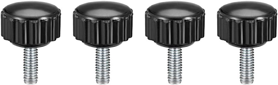M4 x 10mm Metric Male Thread Knurled Clamping Knobs Grip Thumb Screw on Type Hand Clamping Handle Bolt with Plastic Knobs Black 4 Pcs
