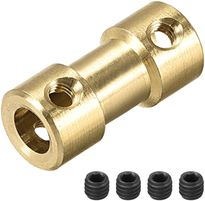 5mm to 5mm Bore Rigid Coupling, 20mm Length 9mm Diameter, Copper Shaft Coupler Connector, Brass Tone 2Pcs