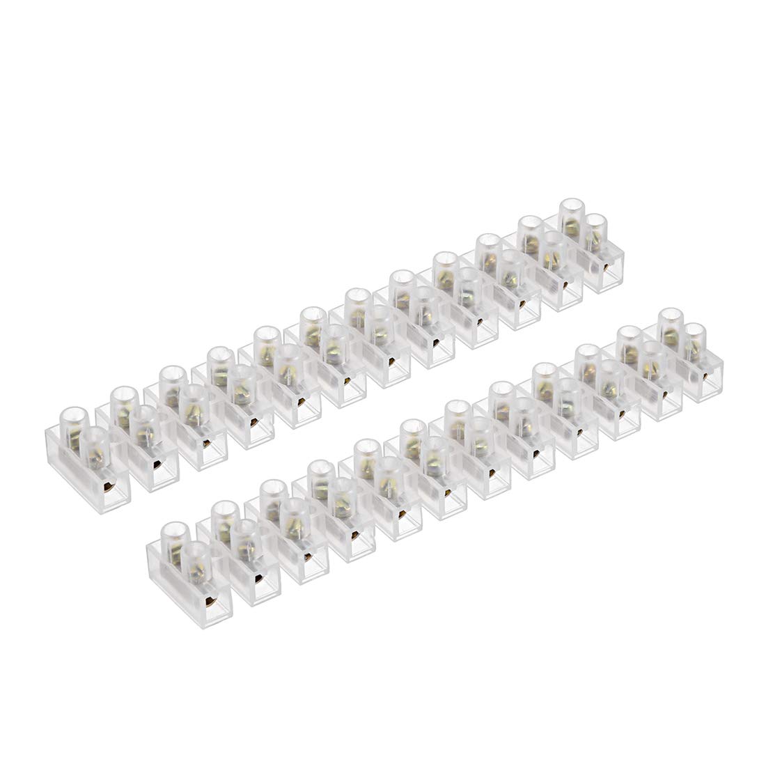 Terminal Strip Screw Terminal Barrier Block 10A 12 Position Dual Row Type H Wire Connector 2pcs