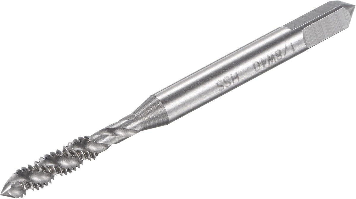 Spiral Flute Threading Tap 1/8-40 BSW, HSS (High Speed Steel) Uncoated Machine Thread Screw Tap 3 Flutes Tapping Tool H2 Tolerance