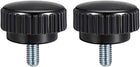 M8 x 15mm Metric Male Thread Knurled Clamping Knobs Grip Thumb Screw on Type Plastic Threaded Hand Bolt Knobs Black 2 Pcs