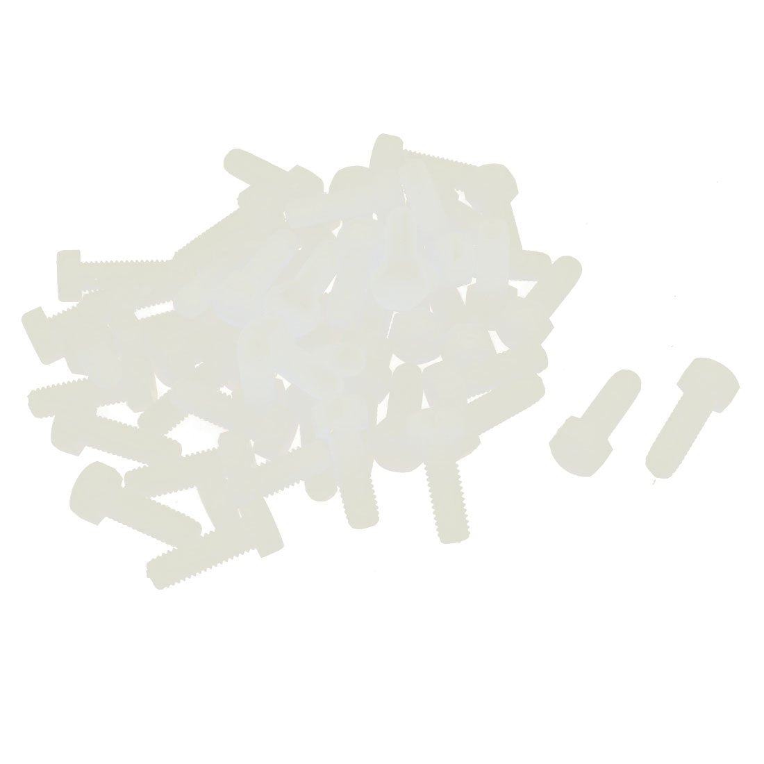 M5 x 15mm Full Thread Nylon Metric Hex Head Cap Screw Bolt 50 Pcs
