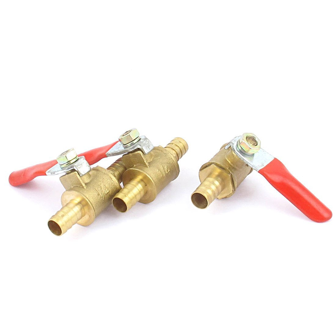 Ball Valve Water Fuel Line Shut-off Valve, 8mm Hose Barb to 8mm Hose Barb, Hose Pipe Tube Fittings, 180 Degree Operation Handle, Brass Valve, Pack of 3