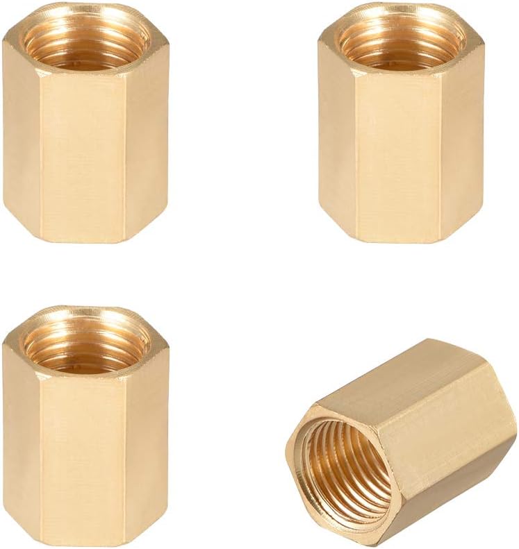 Brass Hex Rod Pipe Fitting G1/4 Female Thread Straight Coupling 4pcs