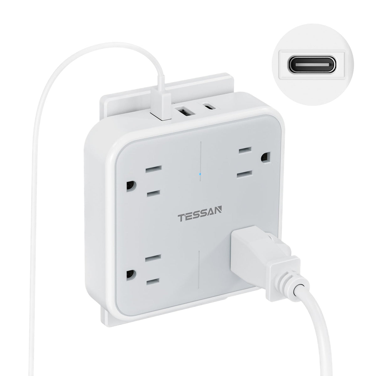LinkMejor Multi Plug Outlet Extender, Zasilacz Ochronny Z Wejściem 3 USB (1 USB C)