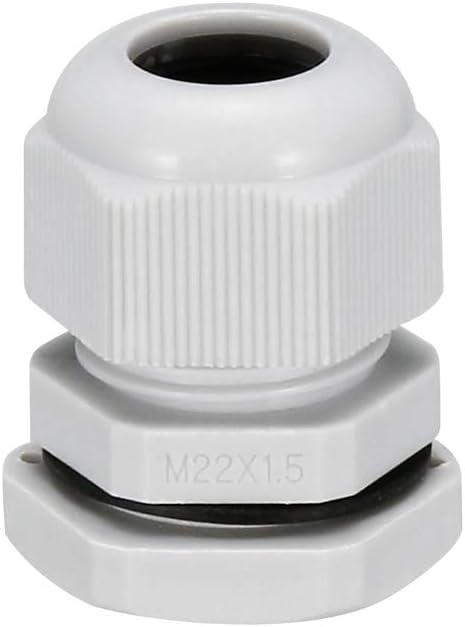 M22 Cable Gland Waterproof Plastic Joint Adjustable Locknut White for 10mm-13mm Dia Cable Wire