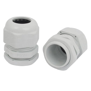 2 Pcs PG21 Compression Waterproof Stuffing 16-18mm Cable Glands White