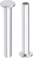 25 Pcs 5mm x 35mm Aluminum Flat Head Semi-Tubular Rivets Silver Tone
