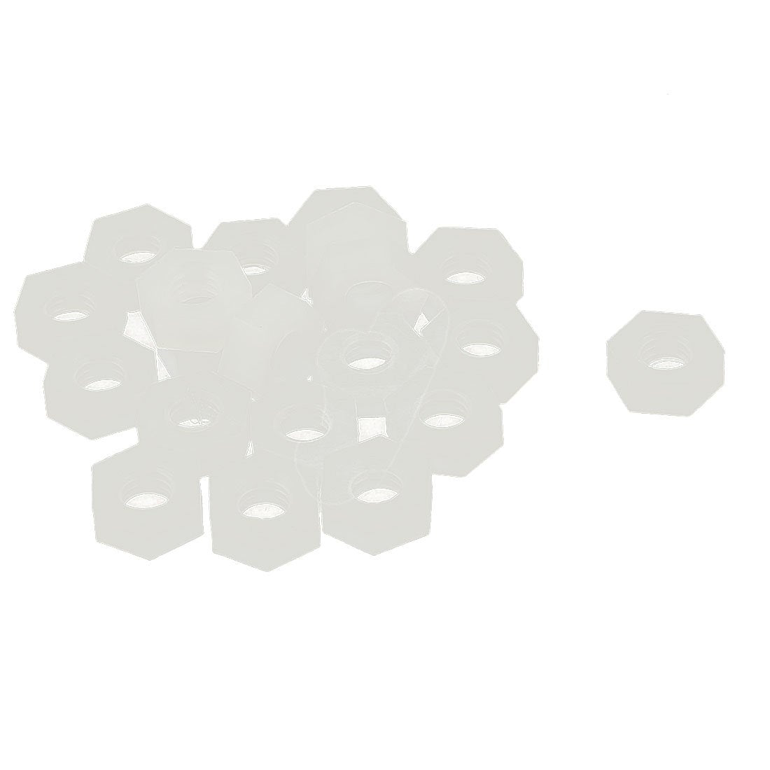 20pcs Pack of Metric M4 Insert Lock Nylon Full Hex Nuts Plastic White