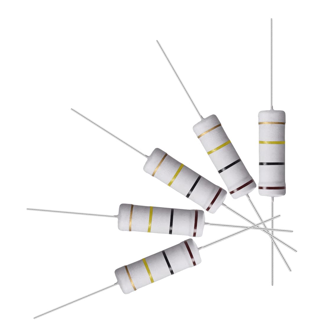50Pcs 100K Ohm Resistor, 5W 5% Tolerance Metal Oxide Film Resistors, Axial Lead, Flame Proof for DIY Electronic Projects and Experiments