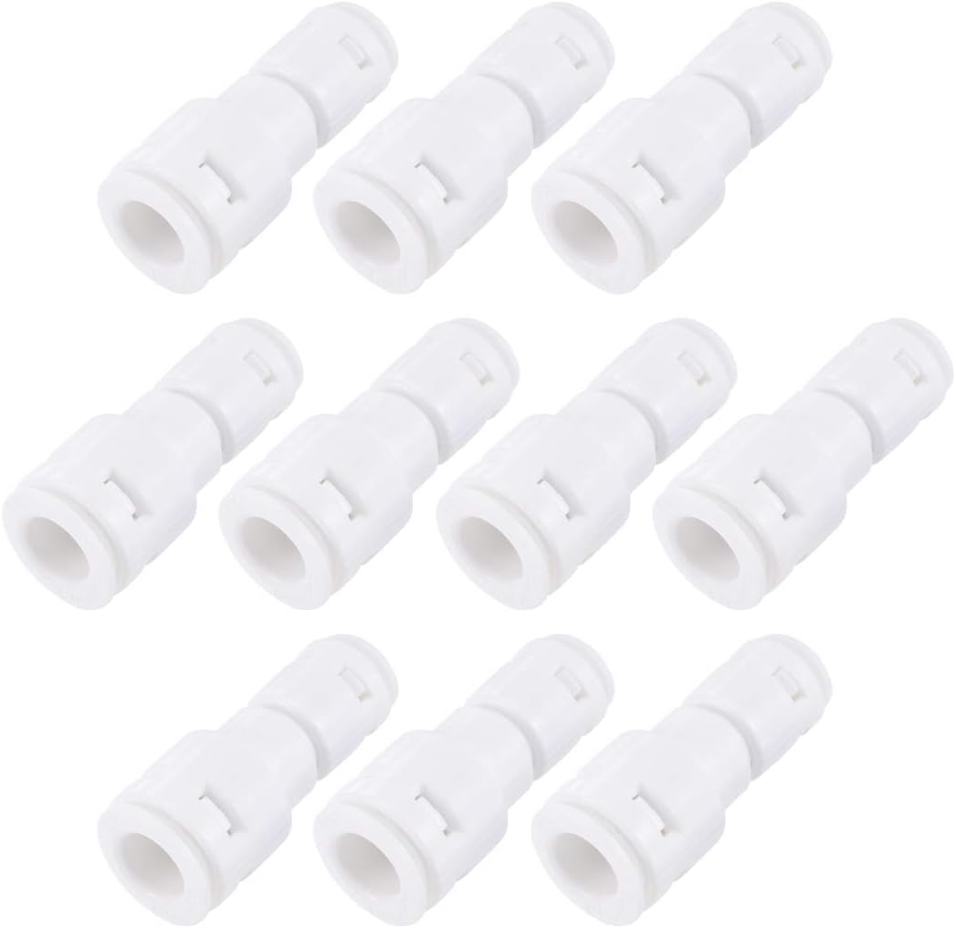 Quick Connector 1/4" to 3/8" Push Fit Straight Connect Fittings for RO Water Purifier, 43mm White 10Pcs