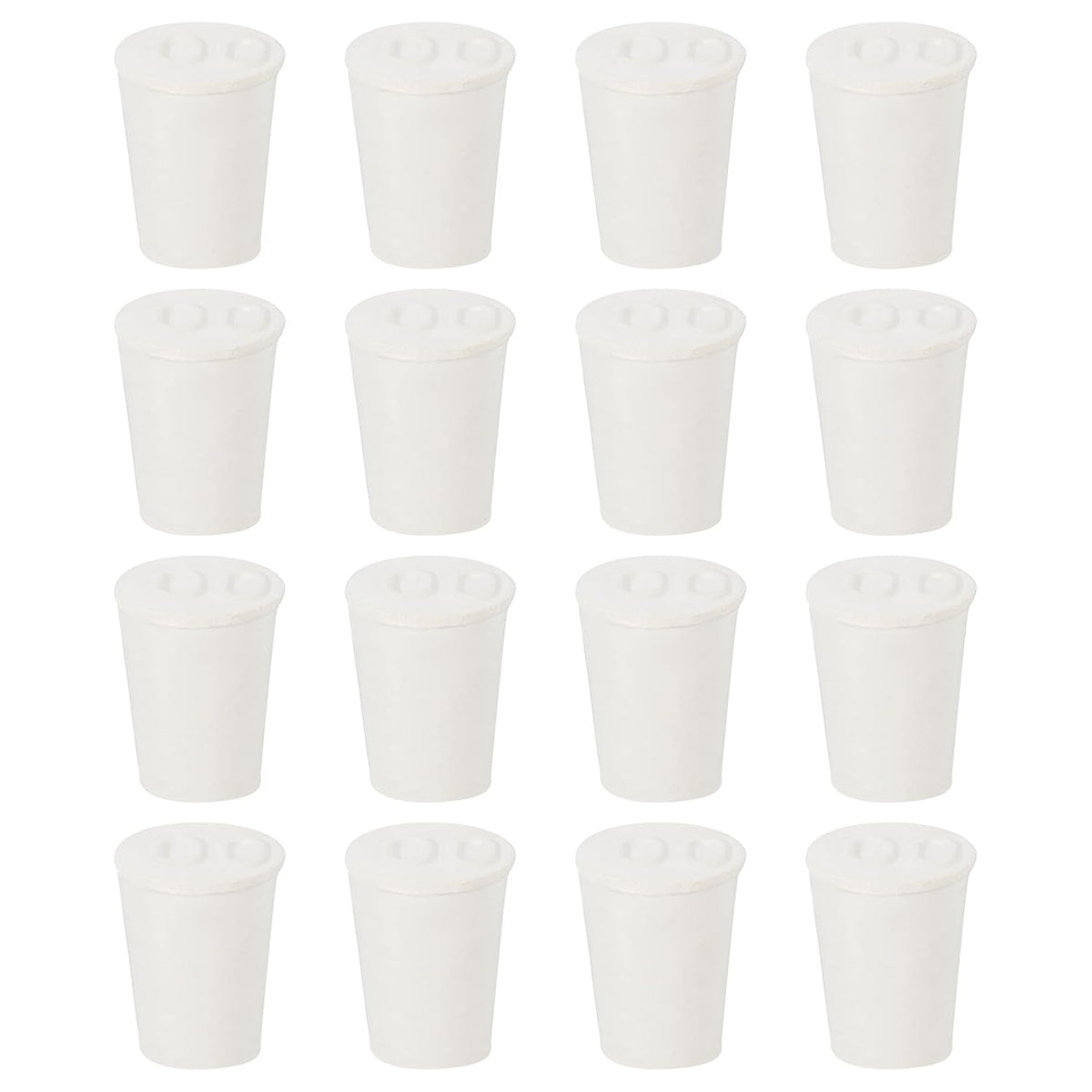 26Pcs Solid Rubber Stoppers, White 00# Tapered Lab Plugs Lab Seal Tube Stopper Plug for Industry and Laboratories, 15x11x20mm