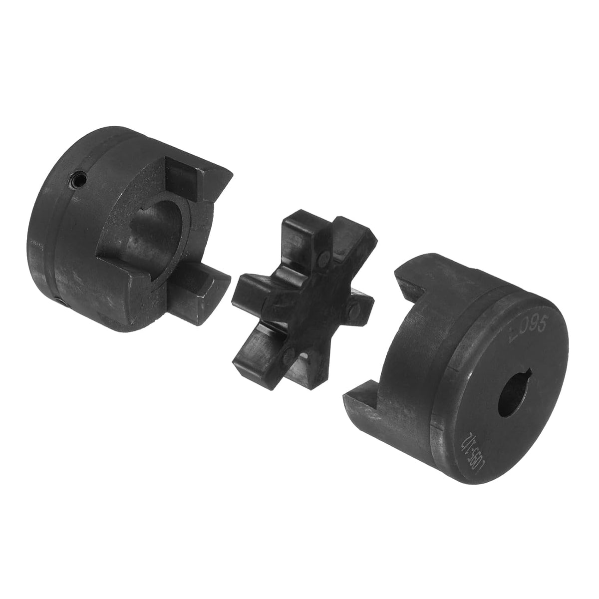 1/2" to 1" L095 Flexible 3-Piece L-Jaw Coupling Coupler Set & Buna-N NBR Rubber Spider for Log Splitter Hybrid Equipment