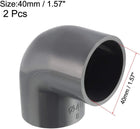 PVC Pipe Fitting 40mm Slip Socket 90 Degree Elbow Coupling Connector Gray 2Pcs