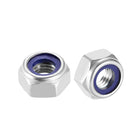 M10 x 1.5mm Nylon Insert Hex Lock Nuts, 316 Stainless Steel, Plain Finish, Pack of 6