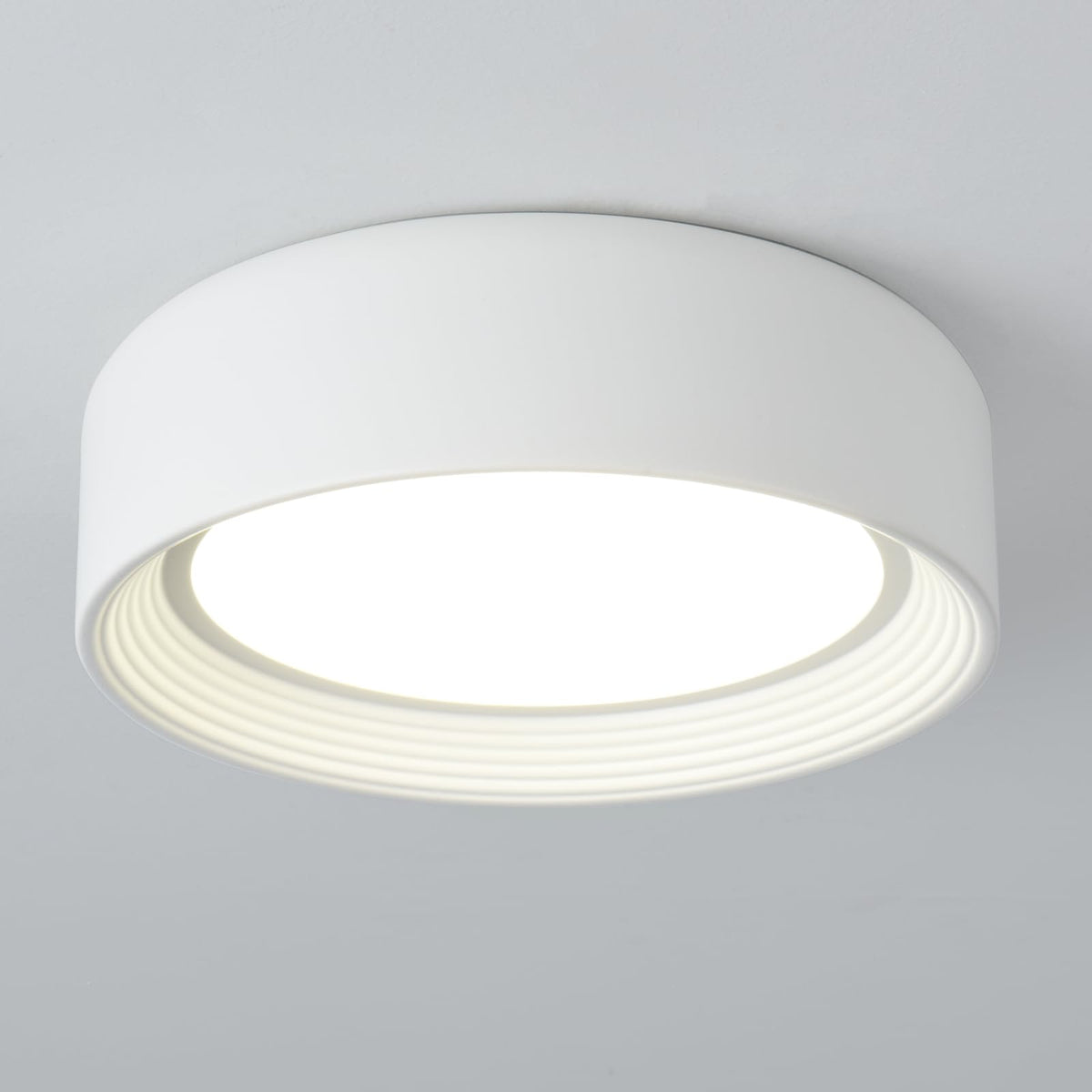 LinkMejor Dimmable White Flush Mount Ceiling Light,11.81 in LED 5CCT Fixture