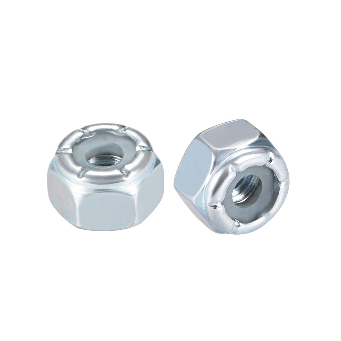 8#-32 Nylon Insert Hex Lock Nuts, Carbon Steel White Zinc Plated, Pack of 50