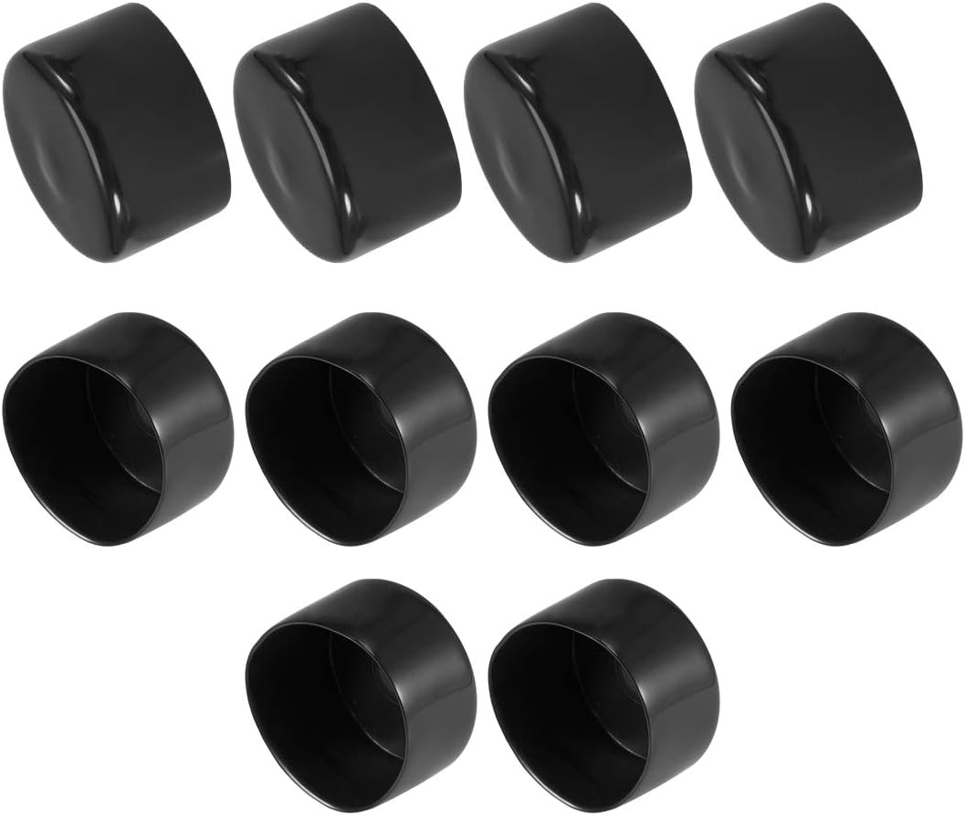 10pcs Rubber End Caps 52mm ID Vinyl Vinyl Round End Cap Cover Screw Thread Protectors Black