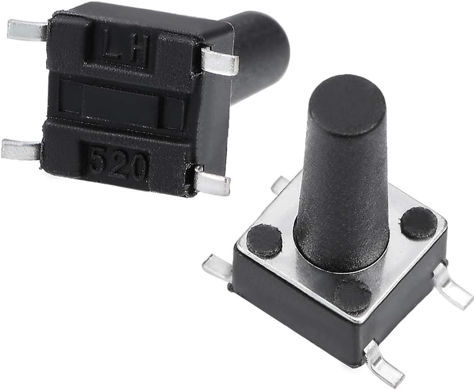 6x6x12mm Momentary Panel PCB Surface Mounted Devices SMT Mount 4 Pins Push Button SPST Tactile Tact Switch 55PCS