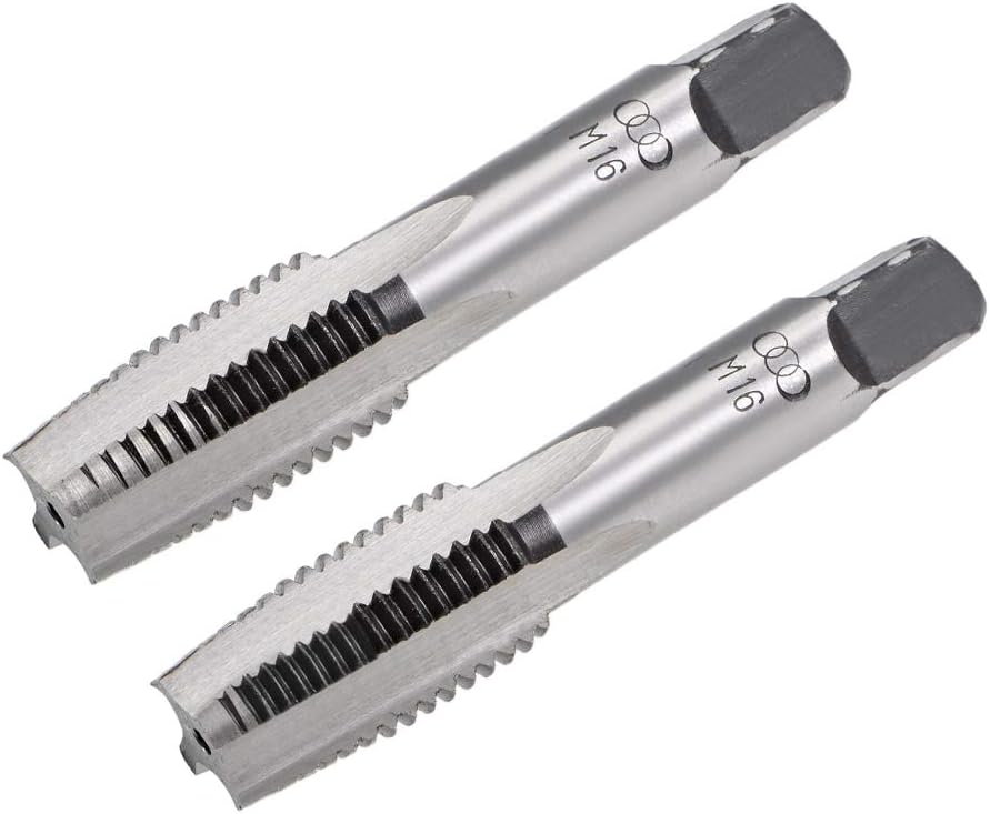 1 Pair Metric Hand Threading Tap Set M16 Thread 2mm Pitch Taper & Plug Milling Taps Straight Flutes High Speed Steel