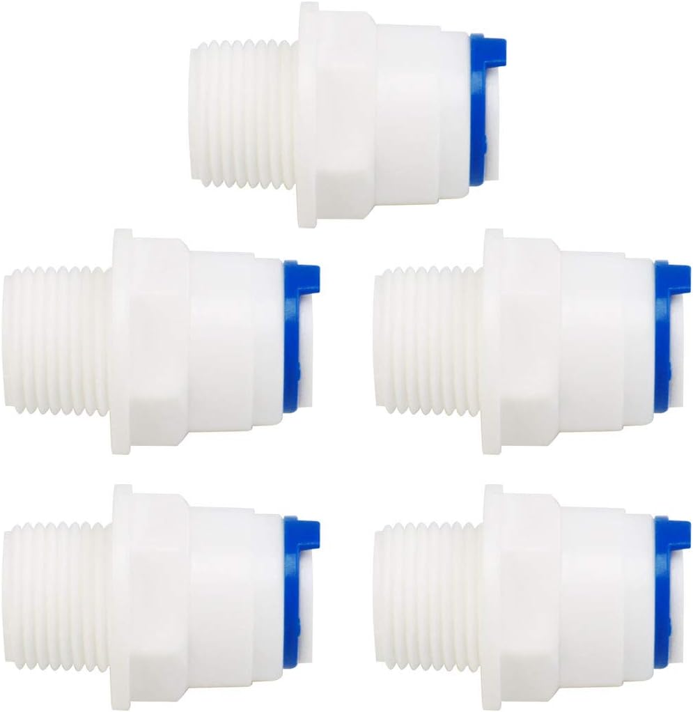 3/8 Inch BSP Male to 3/8 Inch OD Straight Quick Connect Water Purifiers Tube Fitting Push in to Connectors Water Hose Joint for RO Reverse Osmosis System 5pcs