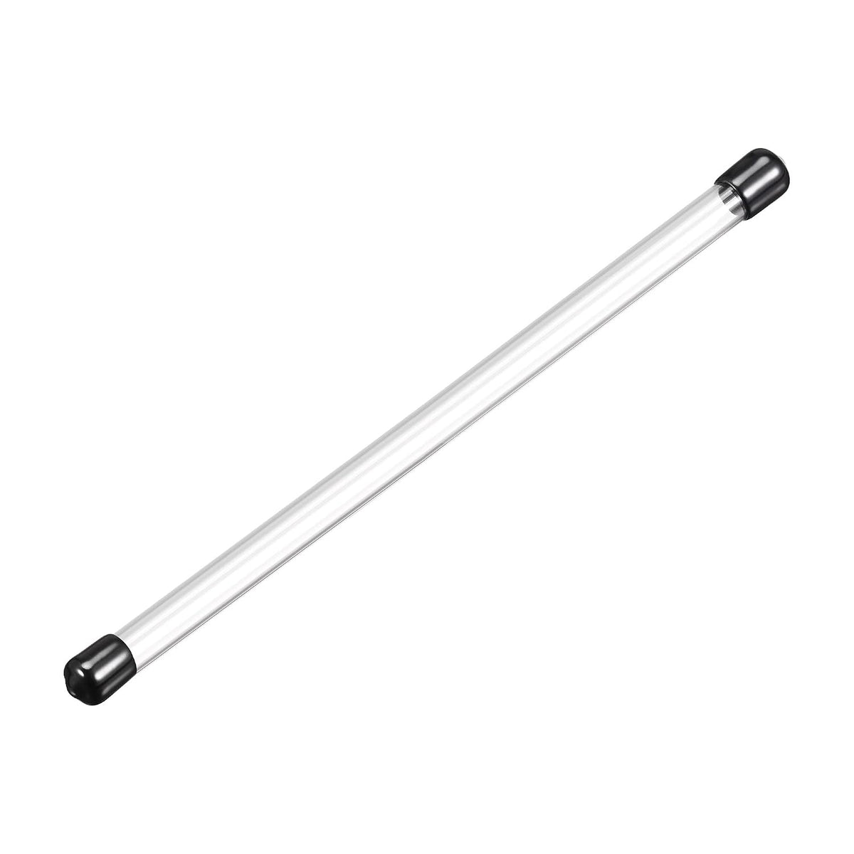 Rigid Round Clear Tubing 6mmx8mmx200mm Plastic Storage Transparent Tube with Black Lids 2pcs