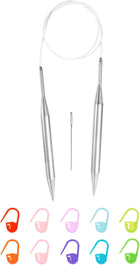 US 15(10mm) Knitting Circular Needle 32 Inch(80cm) Metal Round Stainless Steel Needle with Large Eye Sewing & Stitch Markers for Handmade Projects DIY Knit Blankets