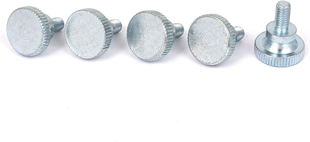 a16050300ux0545 M6x12mm Zinc Plated Metric Flat Knurled Head Thumb Machine Screws Bolts 5 Pcs