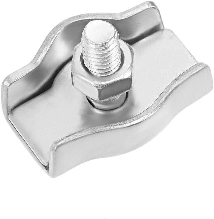 10 Pcs 304 Stainless Steel Single Wire Rope Clip Cable Clamp Suit for 3mm-4mm Rope