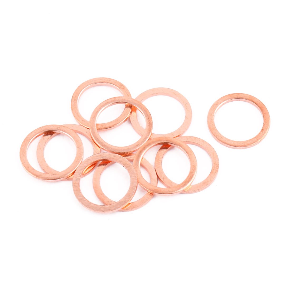 a16072700ux0568-DM Flat Ring Copper Crush Washer Sealing Gasket Fastener, 16 mm x 12 mm x 1 mm Size (Pack of 10)