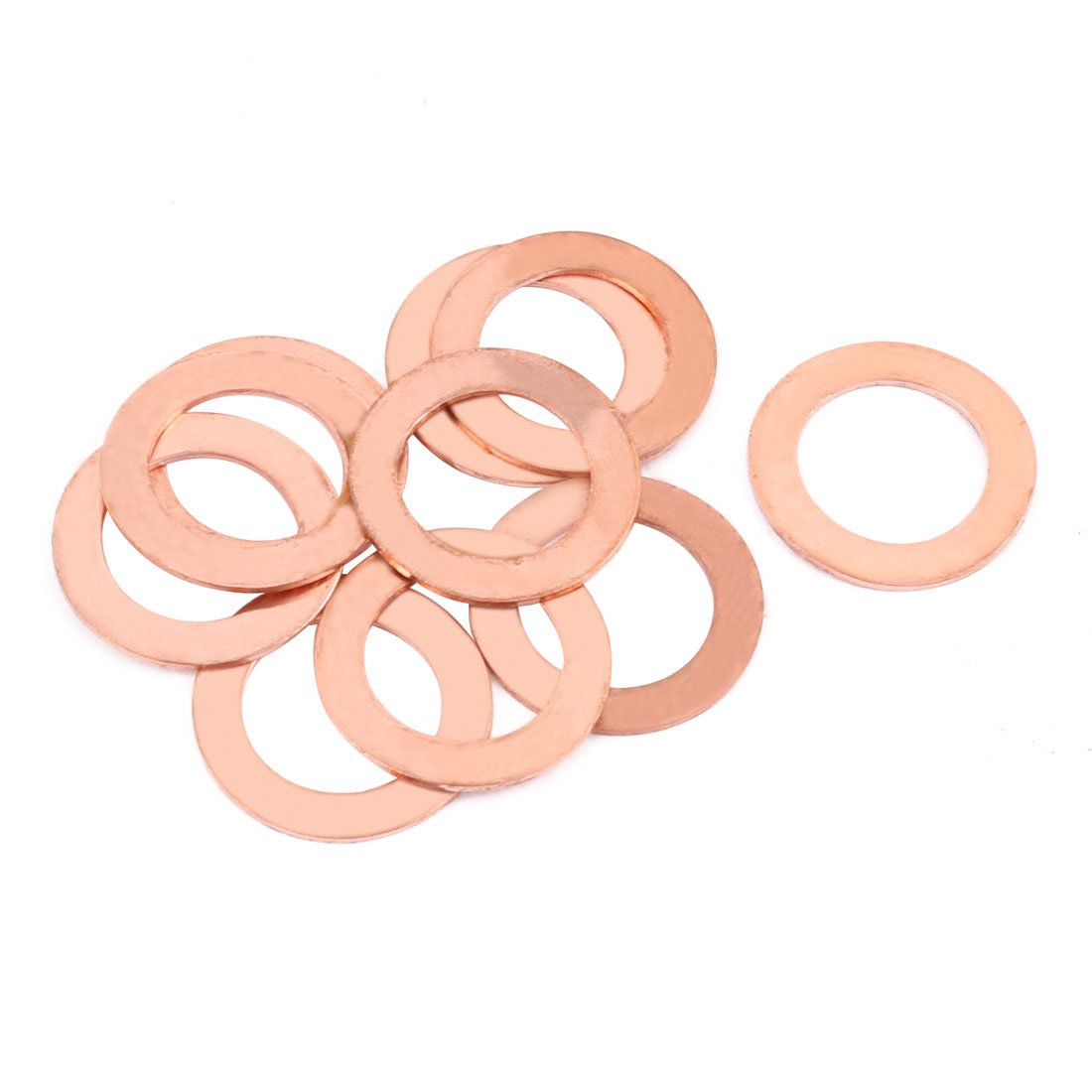 a16072700ux0572-DM Flat Ring Copper Crush Washer Sealing Gasket Fastener, 22 mm x 14 mm x 1 mm Size (Pack of 10)