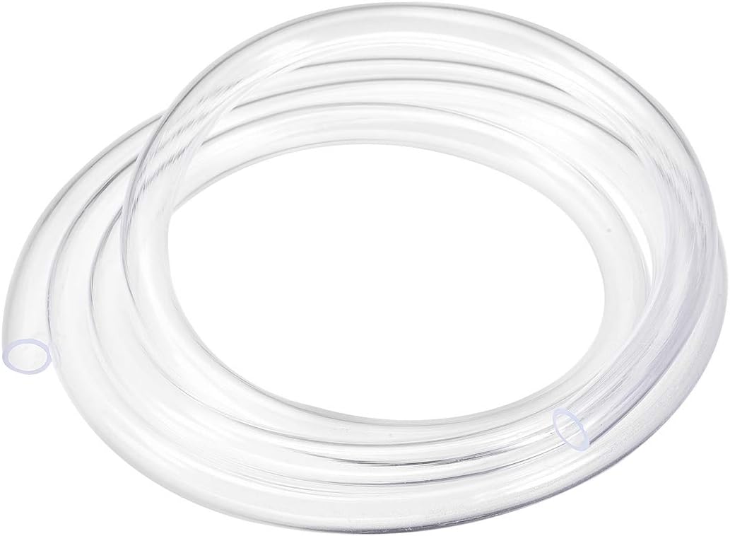 PVC Hose Tube, 8mm(0.31") ID x 10mm(0.39") OD 1.5m/4.9ft Clear Vinyl Tubing, Plastic Flexible Water Pipe