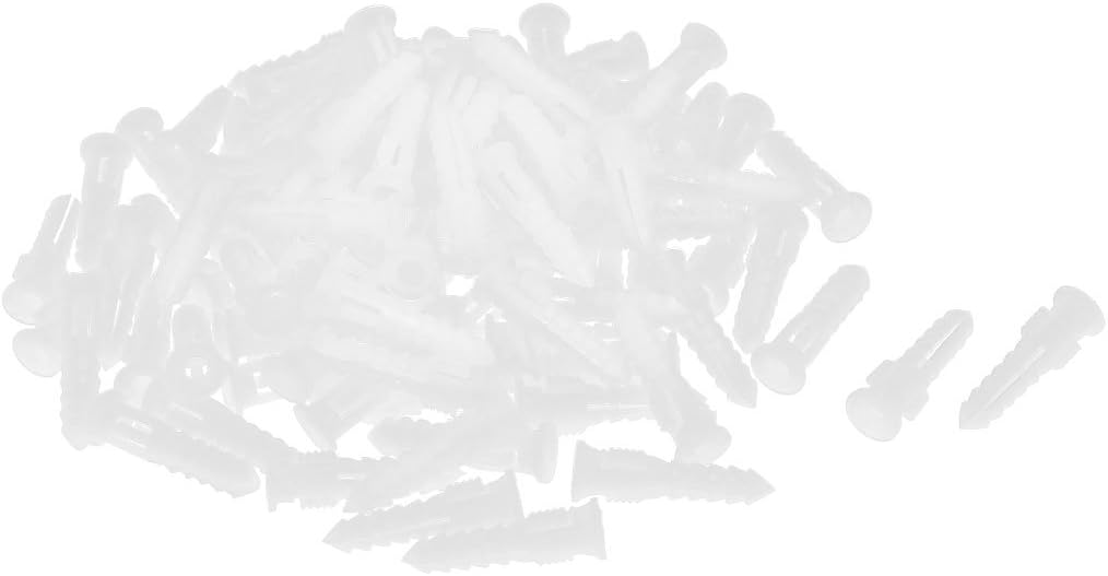 30mm Length Plastic Expansion Bolt Wall Drywall Anchor Screw White 100pcs