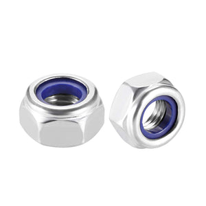Hex Lock Nuts - M10 x 1.5mm Stainless Steel Nylon Insert Self-Locking Nuts for Fasteners, 4Pcs Silver Tone