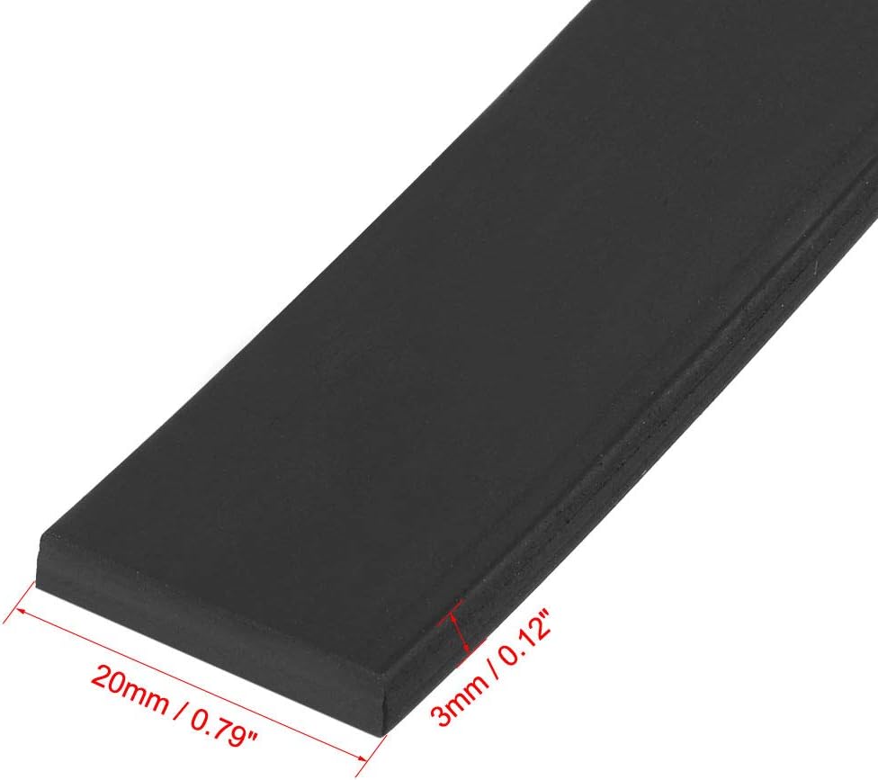 Strips Segel Karet Berbentuk Persegi Panjang, Lebar 20mm, Ketebalan 3mm, Panjang 3 Meter, Warna Hitam