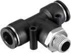 Plastic Tee Push To Connect Tube Fittings 12mm or 15/32" OD x G1/4 Male Thread Push Lock