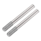 Diamond Burrs Bits Grinding Drill Carving Rotary Tool for Glass Stone Ceramic 150 Grit 1/4" Shank 6mm Cylindrical Ball Nose 2 Pcs